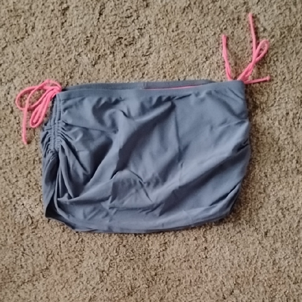 Gray Swim Bandeau with Pink Ties